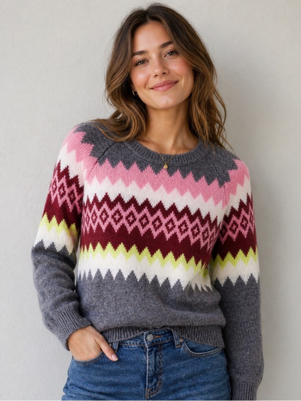 Colorful Chevron Fair Isle Crew Neck - Mossimo Supply Co.